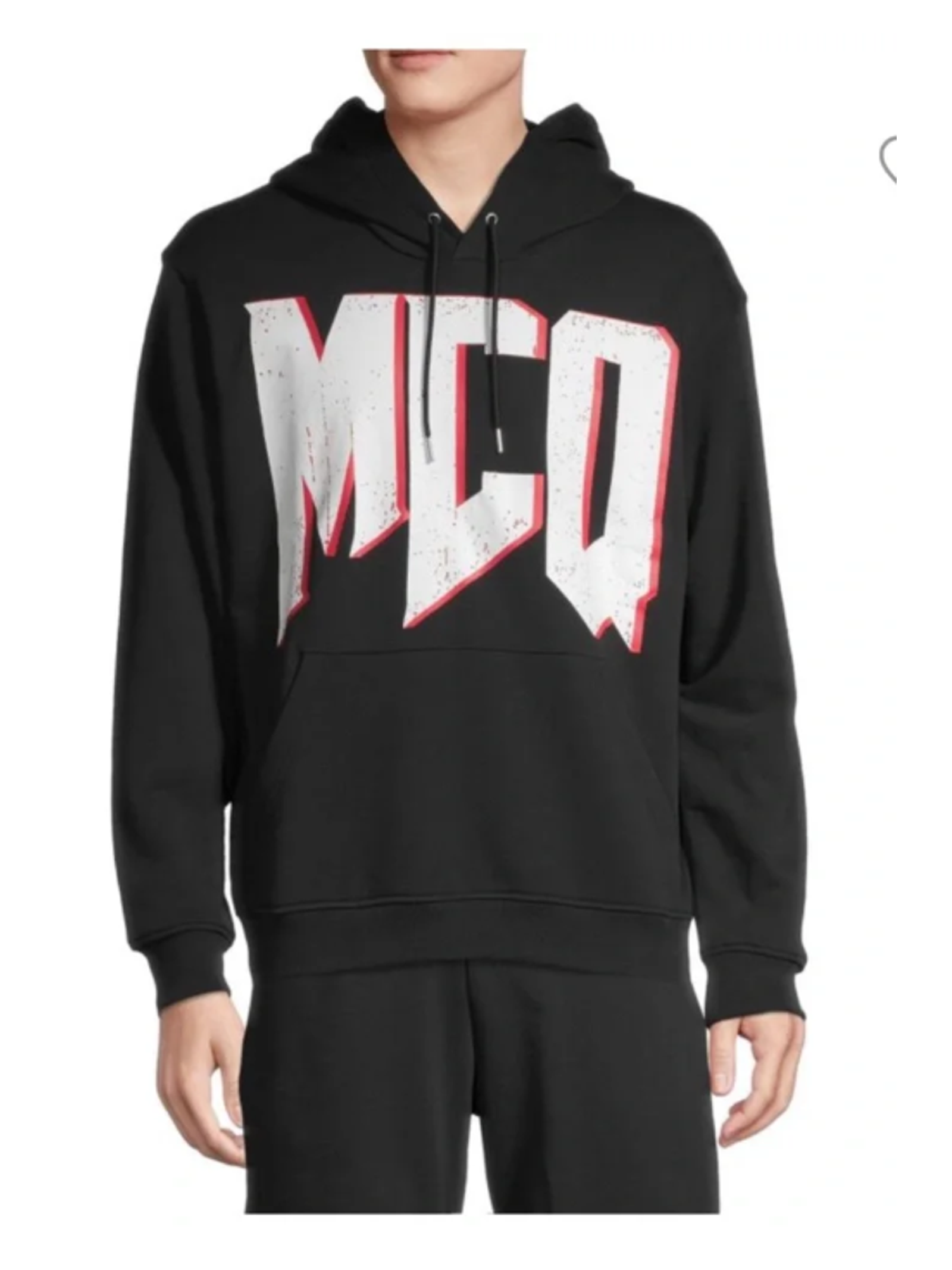 Mcq By Alexander Mcqueen Mens Black Red Large Logo Tour Hoodie Heavy Sporty Nwt